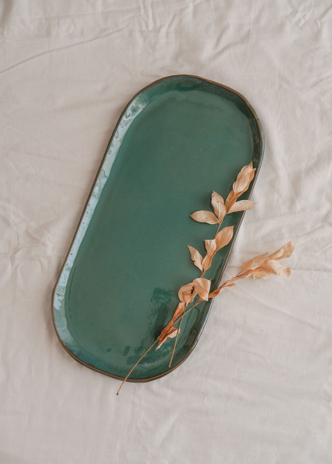 Curved Platter in Teal